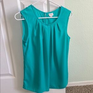 Merona Blue Sleeveless Pleated Blouse